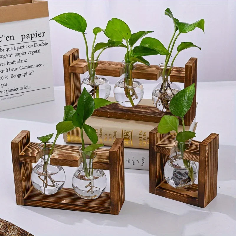 卓上ガラスプランター繁殖ステーション水耕植物花瓶木製トレイ付 - Propagation Station Vase のレビューと価格