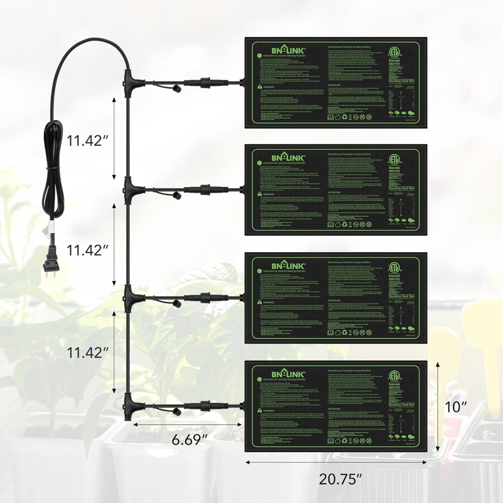 苗用ヒートマット 10x20.75インチ 4枚パック 防水植 - Heat Mat Seedling のレビューと価格