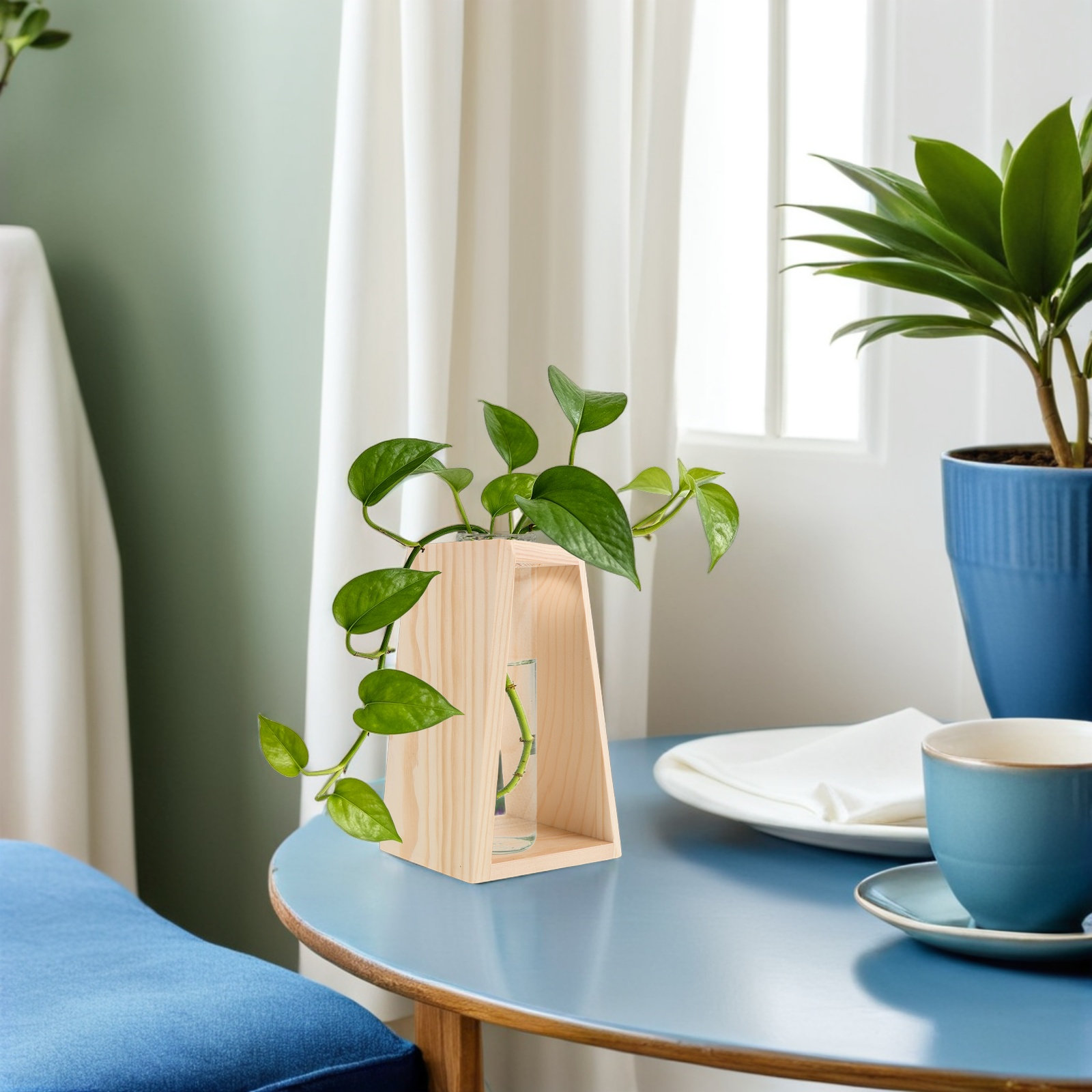 シングルスロット水耕栽培植物ガラス容器木製スタンド安定した木 - Propagation Station Vase のレビューと価格