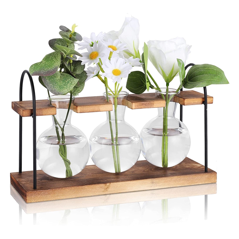 木製スタンド付き植物繁殖ステーション、植物テラリウムデスクト - Propagation Station Vase のレビューと価格