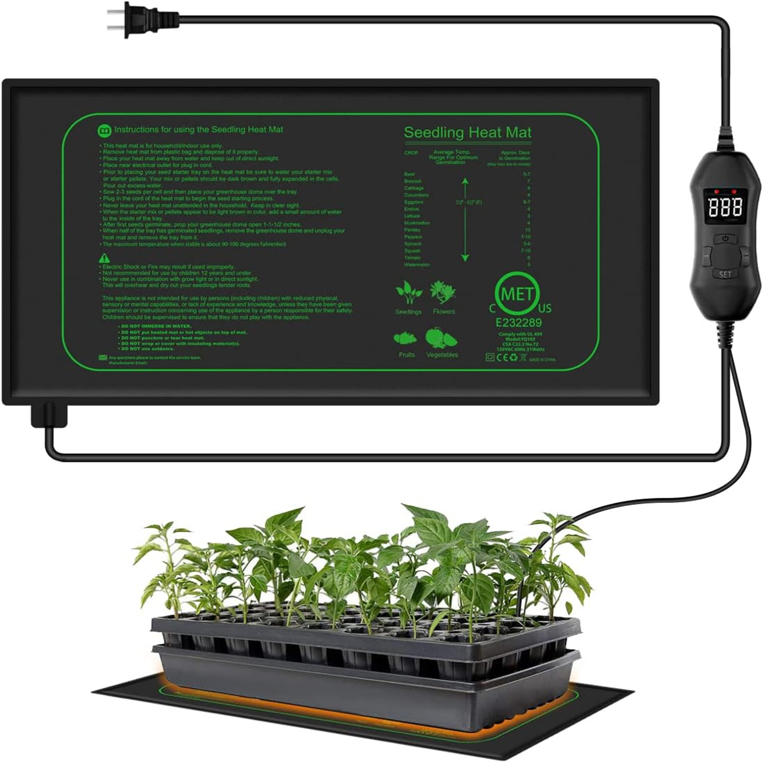 苗用ヒートマット デジタルサーモスタット付き 室内植物発芽加 - Heat Mat Seedling のレビューと価格